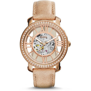 Uhrenarmband Fossil ME3060 Leder Beige 18mm